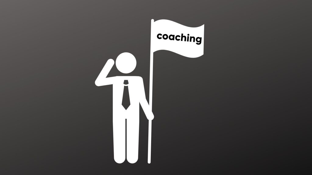 Stick man holding flag pole